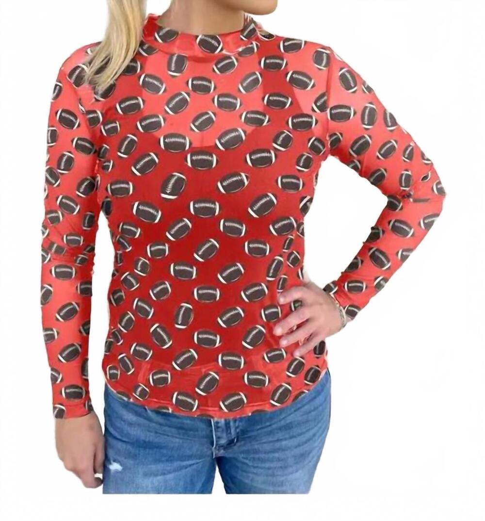 NEW AAPPARELLA mesh football print top in red